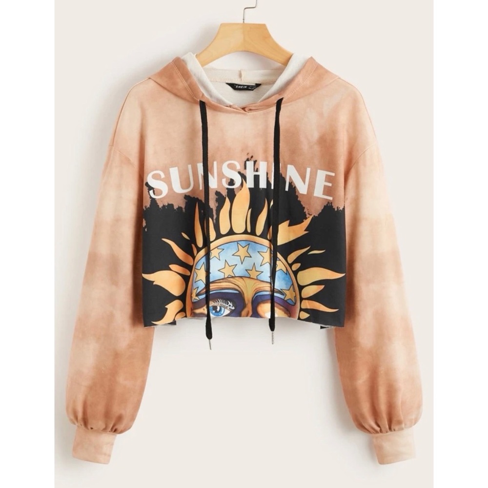 Cropped Tie Dye Sunshine Light Sweatshirt Hoodie